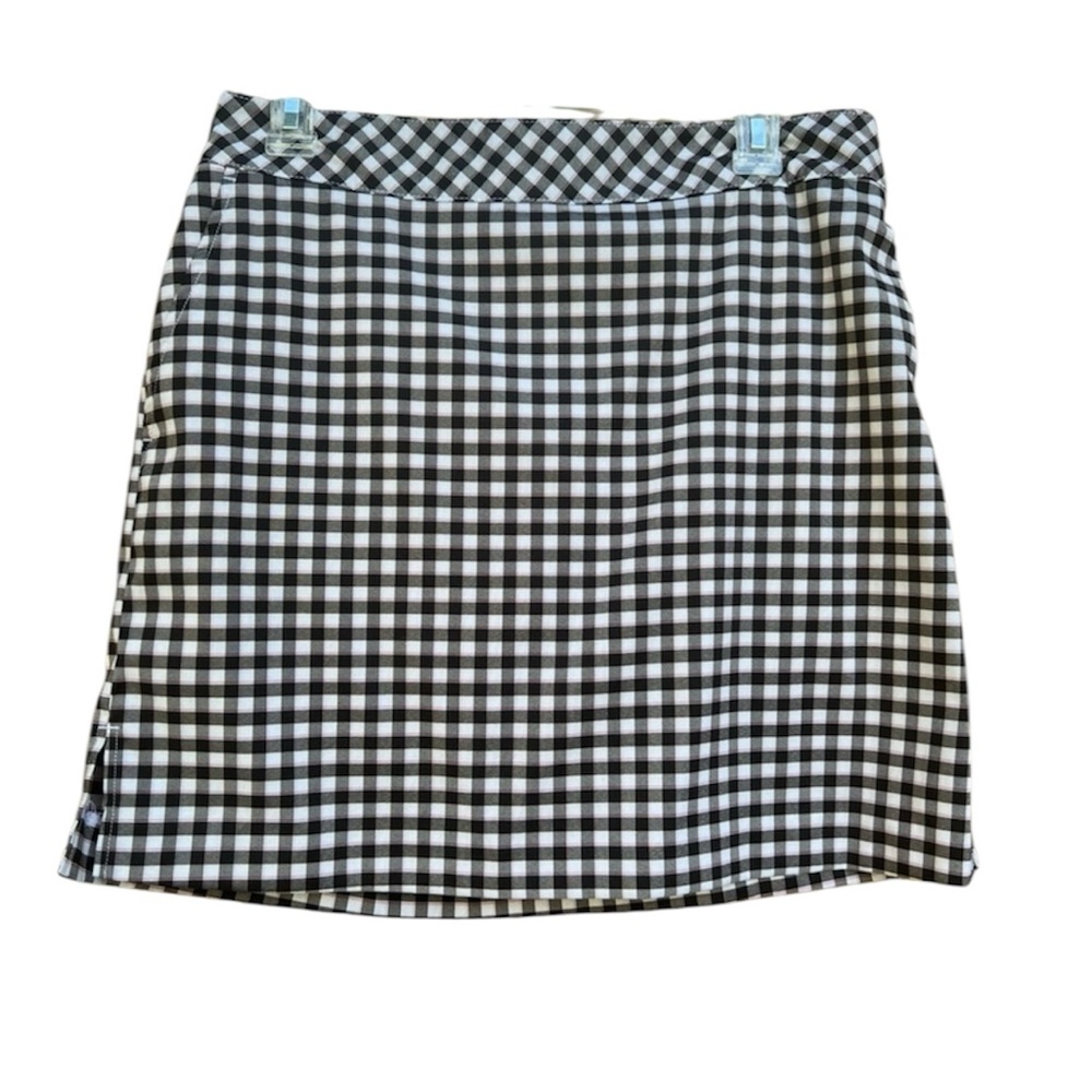 Izod Golf Black/White Gingham  Pink Stripe A-Line Mini Skort Women’s SZ 6